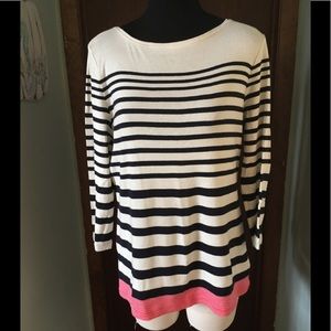 Talbots 100% Cotton Striped Sweater Size Large